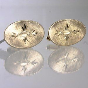 Vintage Retro Brushed Gold Tone Star Light Cuff Links